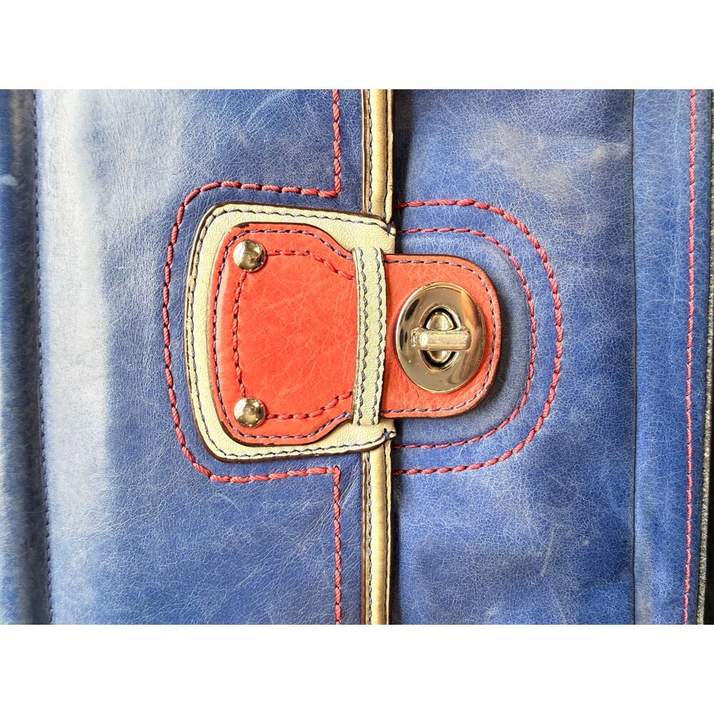 Coach Legacy Leather Turnlock Flap Shoulder Bag Blue Red Cream Crossbody Y2K Era - Picture 2 of 16